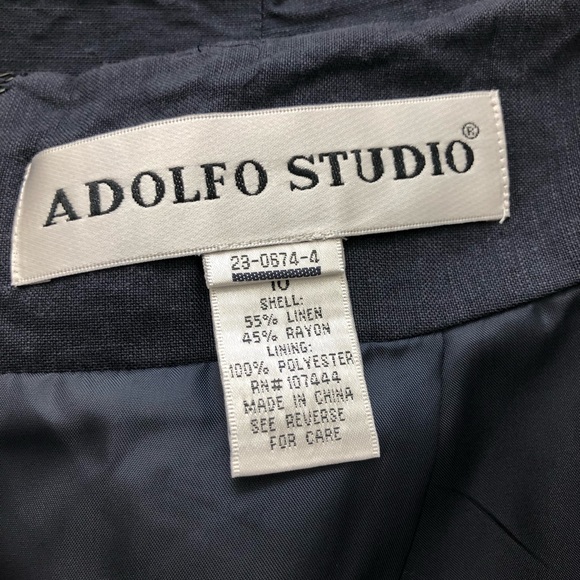 Adolfo Studio Women's Size 10P Navy Blue Knee High Skirt - Picture 5 of 6